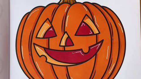 🎃 Watch me bring this Halloween pumpkin to life from my "Halloween Vibes" coloring book! 👻✨