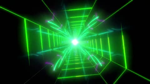 Tunnel with light green color lines walls