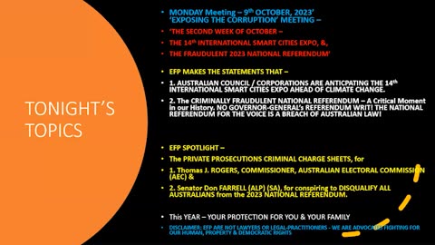 October 9: EFP Exposing the Corruption: The Property Seminar