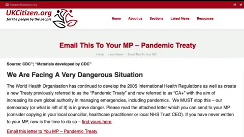 UKCITIZEN.ORG: EMAIL THIS TO YOUR MP - (WHO PANDEMIC TREATY)