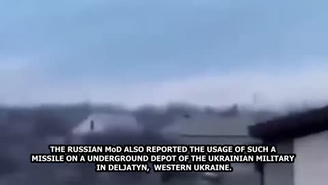 An unconfirmed video showing Russian hypersonic missile "kinzhal" hitting a Ukrainian ammo depot