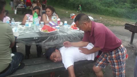 Luodong Massages Young Mexican Man At The Picnic