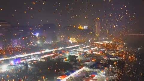 Sky Lantern Festival in Xishuabanna Region in Yunnan Province, China.