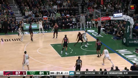 Damian Lillard flashes the handle and steps back for the triple! 🎯 Raptors-Bucks