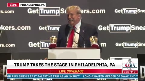 Trump Gives Speech at Sneaker Con in Philadelphia