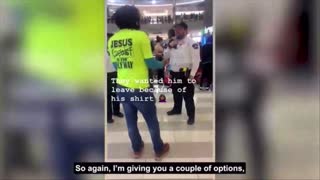 Man kicked out of Minneapolis MN area mall for wearing Jesus Saves / Jesus is the only answer shirt