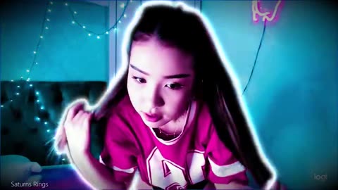 Asian Girl Dancing To Electro Synthwave Music In Her Bedroom