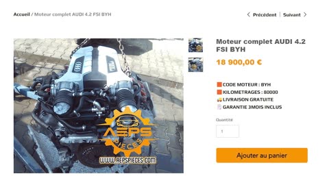 AEPSPIECES.COM - Moteur complet AUDI 4.2 FSI BYH