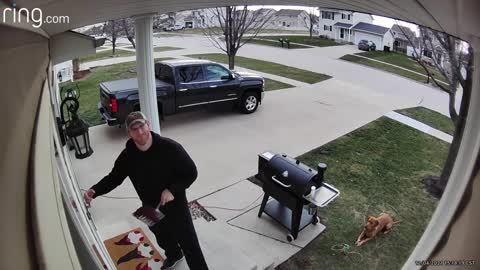 Guy Drops Some Meat off of the Spatula, Catches It and Looks at Camera With a “Wow” Look