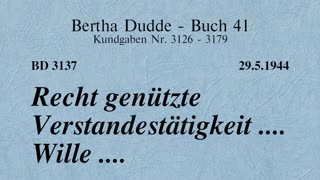 BD 3137 - RECHT GENÜTZTE VERSTANDESTÄTIGKEIT .... WILLE ....