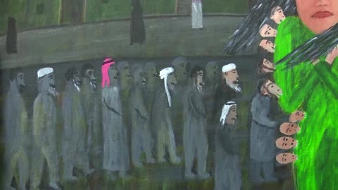 Exiled painter shows 'disappearance' of Afghan women