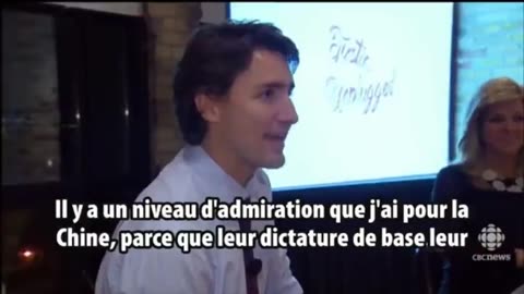 Trudeau avoue aimez la dictature de la Chine !