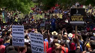 Hundreds rally in LA in support of Hollywood writers