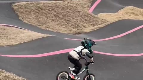 Cute baby racing cycle