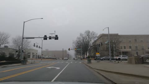 Foggy Day Virtual drive across Main Street Bridge / Veterans Memorial Bridge Little Rock / Argenta