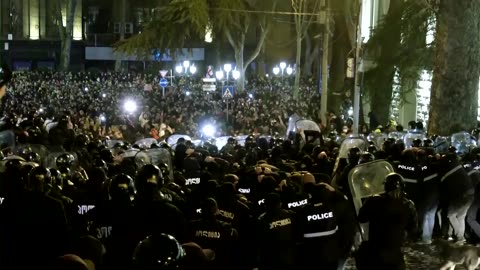 Georgian police spray tear gas at crowd protesting 'foreign agents' law