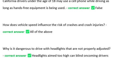 Traffic School Online Final Exam 25 Question and Answers (Verified Solutions) -