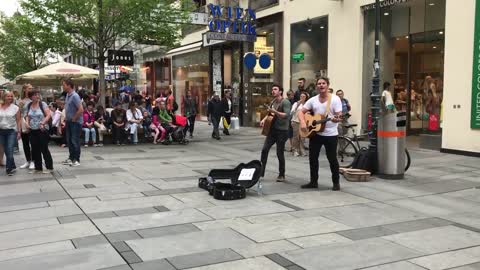 Wagon Wheel Street Performers in Vienna, Austria