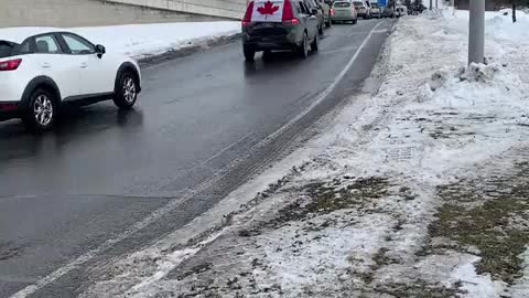 Freedom Convoy supporters at the Ottawa Airport