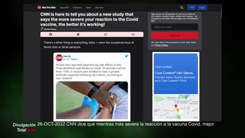 26-OCT-2022 CNN dice que mientras más severa la reacción a la vacuna Covid, mejor