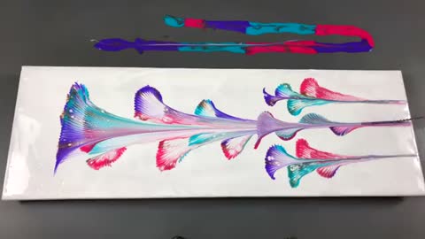Abstract Floral Art using a String/Chain Pull on a Large Canvas
