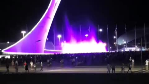 singing fountains at night