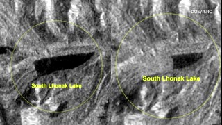 Satellite images show glacial lake that burst its banks