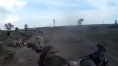 Retreating BTR Rolls Over On Russian Troops