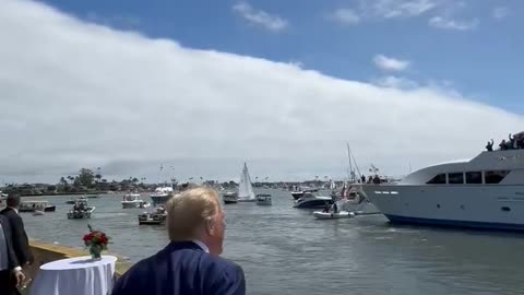 President Trump greets boaters in Newport Beach, California