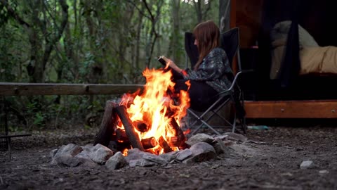 Forest, fire, a quiet and peaceful space for reading