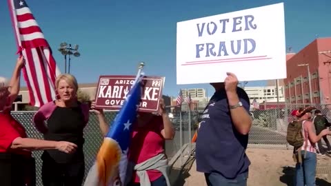 Protest at Arizona elections office after Democrat win