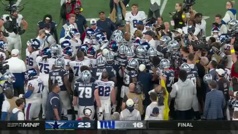 semi-heated moment at the end of Cowboys-Giants game