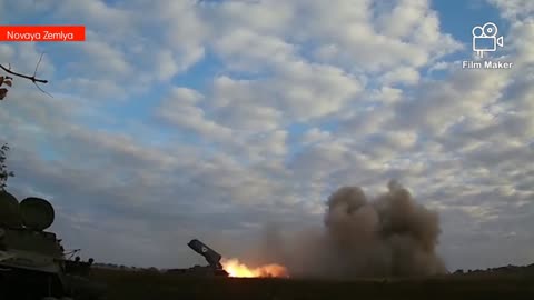 Russian TOS-1A MLRS unleashes its thermobaric ordnances on Ukrainian defenses