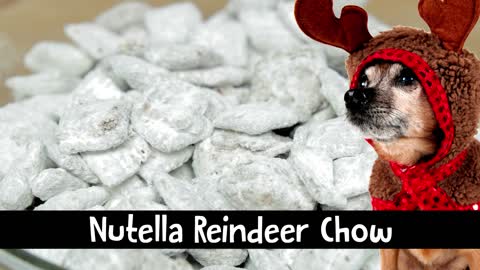 Nutella Reindeer Chow, A Chex Mix White Christmas Treat!