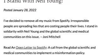Joni Mitchell removes music from Spotify over vaccine misinfo
