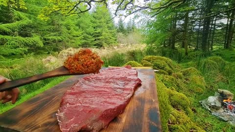 Beef lollipops cooked in the wild forest. Lollipops for men! Pure relaxation🔥