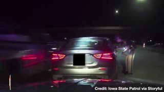 Pick-up Truck SMASHES Into Car During Iowa Traffic Stop