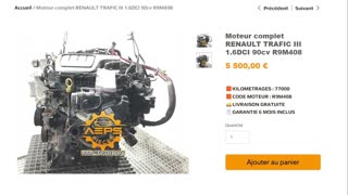 Moteur complet RENAULT TRAFIC III 1.6DCI 90cv R9M408