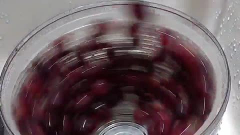 Salad Spinner Spinning Grapes to Wash and then to Dry