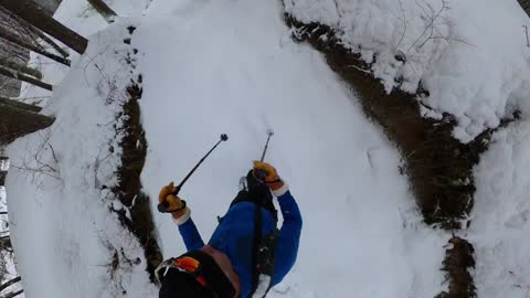 A walk in the snow in snow shows in the Alps