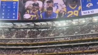 Kim Kardashian booed by crowd at Rams game in LA when they showed her on the Jumbotron.