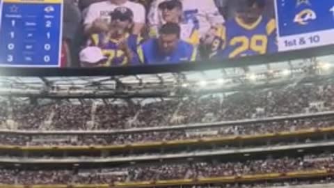 Kim Kardashian booed by crowd at Rams game in LA when they showed her on the Jumbotron.