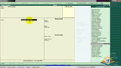 Free Tally Course Liablities of Ledger Creation