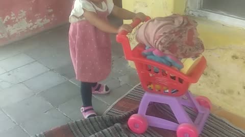 the child is learning to walk