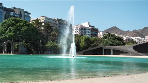 santa cruz de tenerife canary islands spain fountain and pool on the spain square