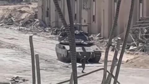 Hamas fighters fearlessly destroy a tank of the Israeli occupiers in the Gaza Strip.