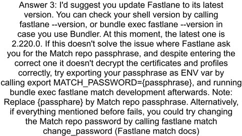 Fastlane issue with fastlane match Couldn39t decrypt the repo please make sure you enter the right