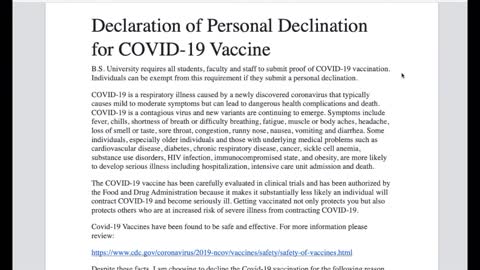 DECLINING COVID-19 VACCINE FORMS - BEWARE!!!