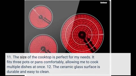 Karinear Electric Ceramic Cooktop, 24 Inch Electric Cooktop, 3 Burners Built-in Radiant Electric