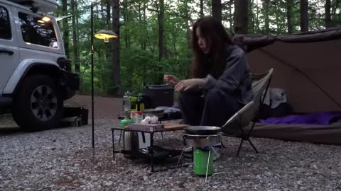 Perfect solo tent camping! sound of birds in the forest, cozy vibes , Relaxing ASMR